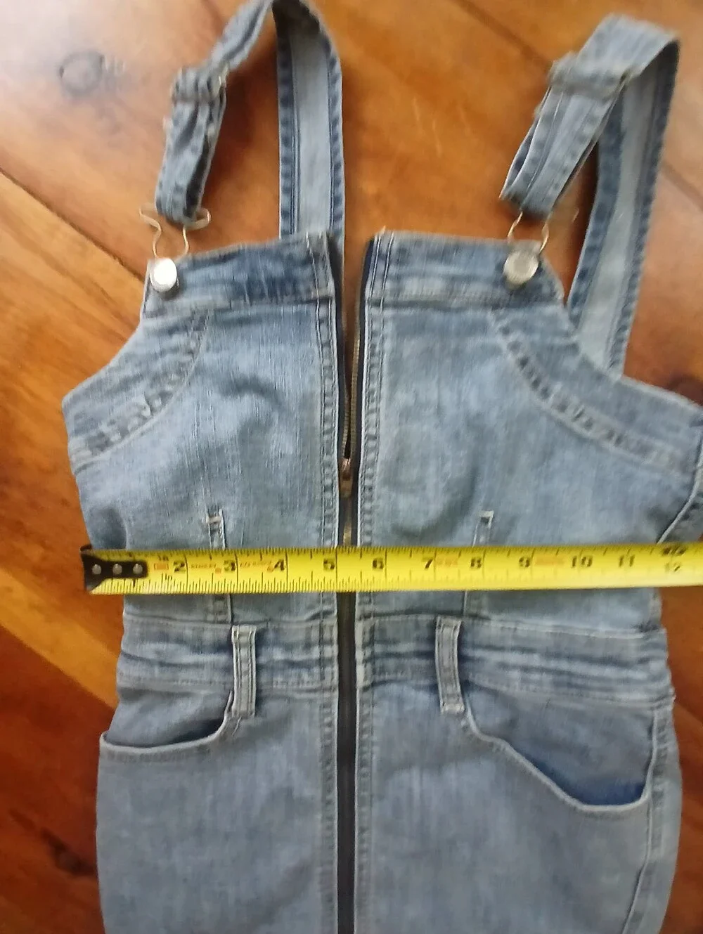 American Eagle Outfitters Super Stretch Blue Zip-Front Denim Overall Dress Sz 0 - Picture 7 of 7